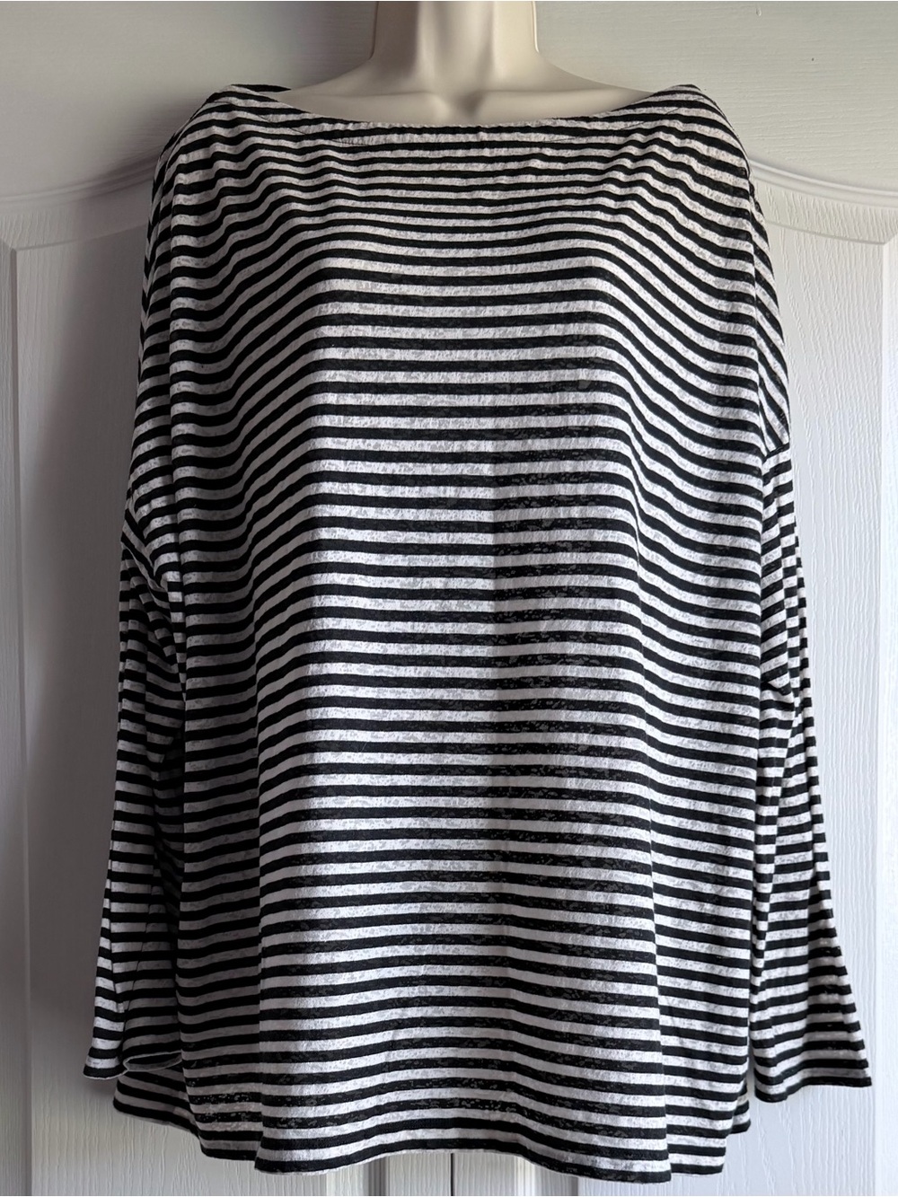 AllSaints Rita Long Sleeve Black Striped T-Shirt - Picture 2 of 8